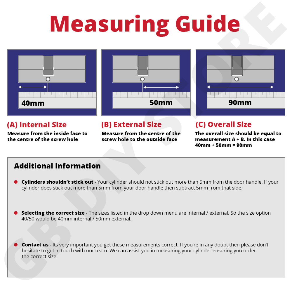 Yale Standard Euro Cylinder Door Lock Measuring Guide