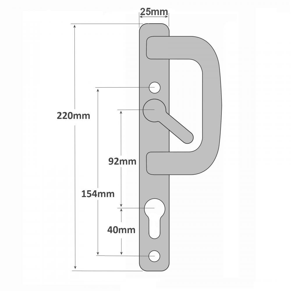 Trojan Sparta 92PZ Sliding Patio Door Handle 154mm