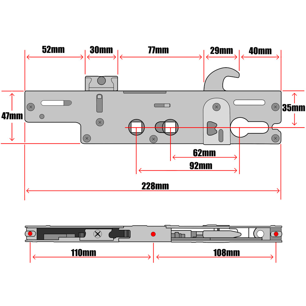 Ingenious Replacement Door Lock Gearbox Centre Case 35mm Technical Details