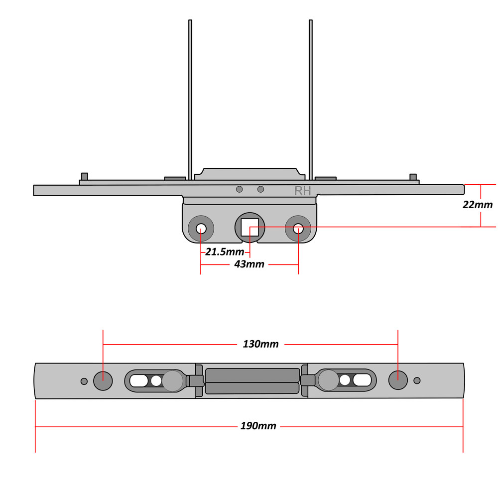 Yale Window Espag Gear Box Locking Mechanism Shootbolt uPVC Windows 22mm Technical Details