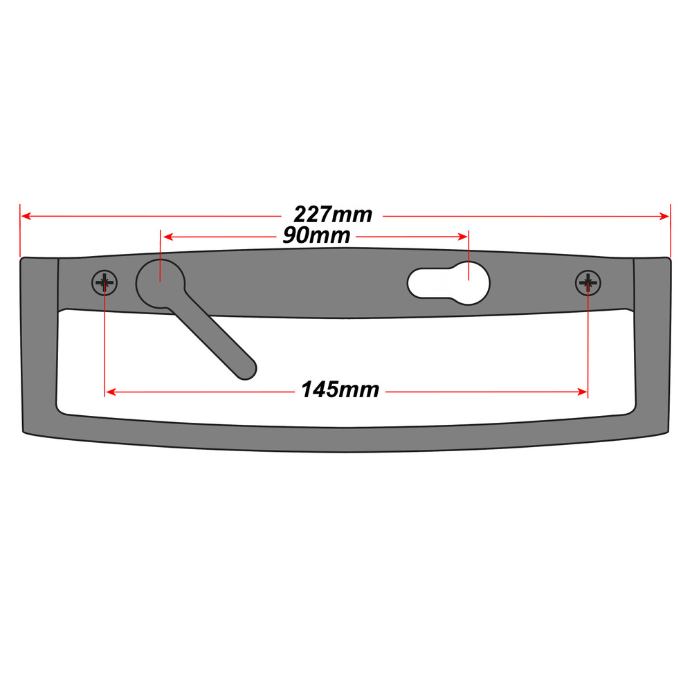 Fuhr 90PZ Blank Sliding Patio Door Handle White 145mm Technical Details