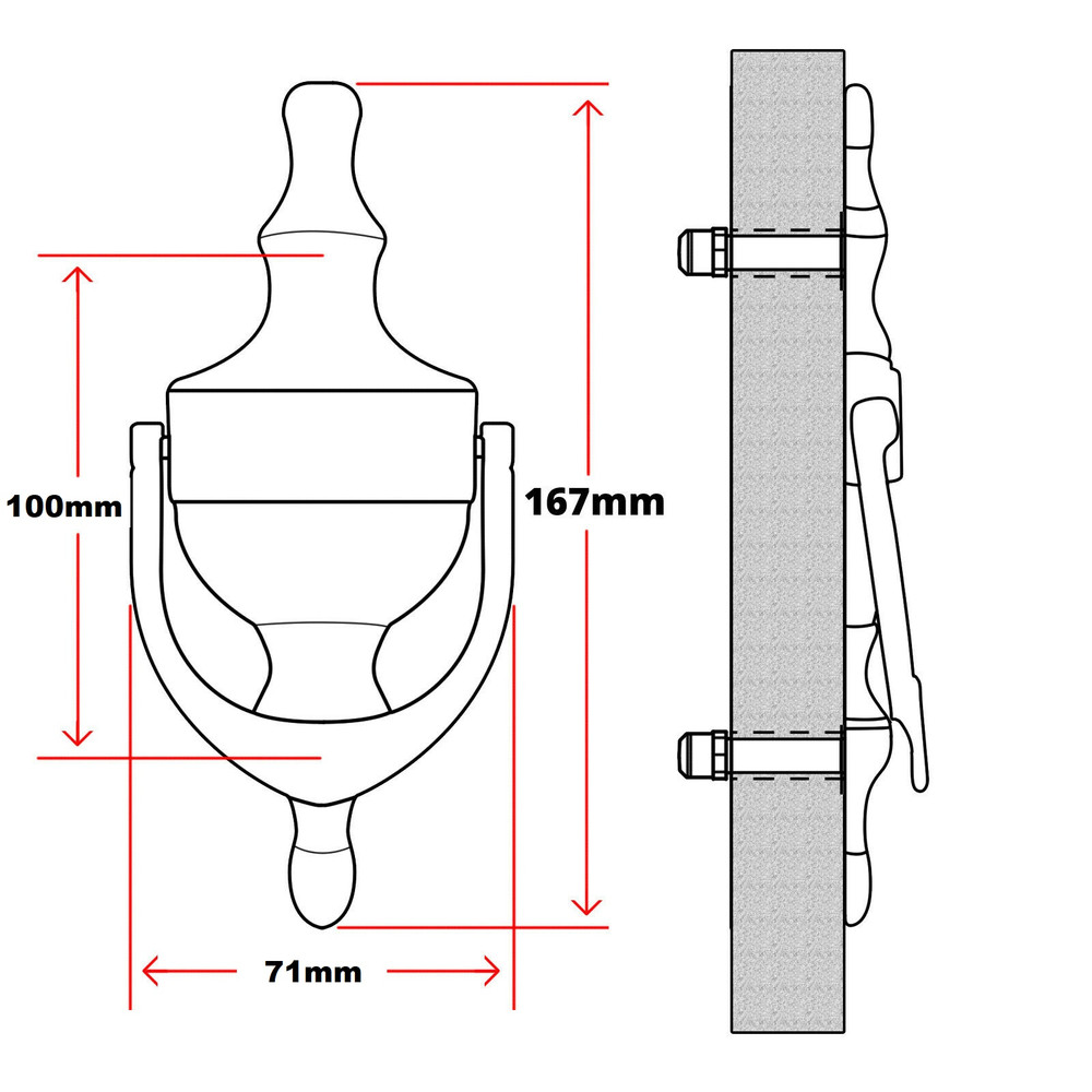 Victorian Urn Door Knocker Technical Details