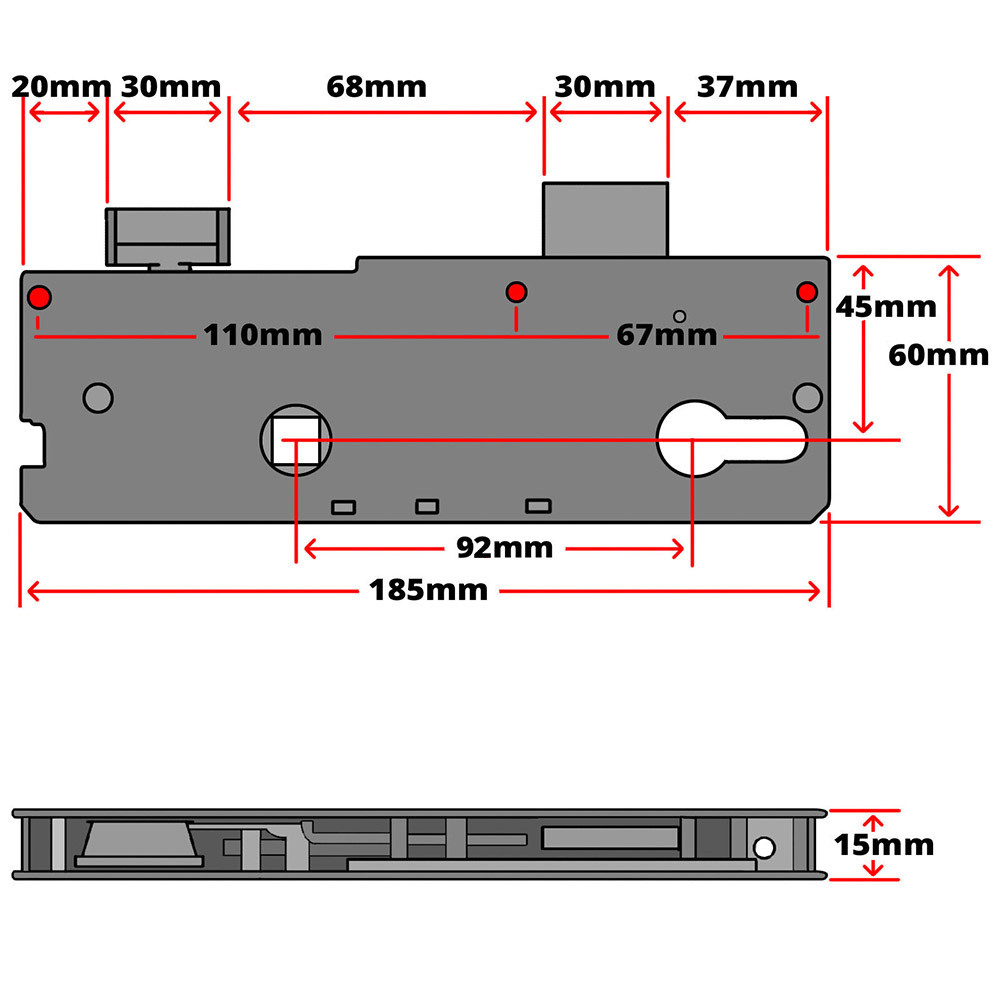 Genuine Winkhaus Cobra Replacement Door Lock Gearbox Centre Case 45mm