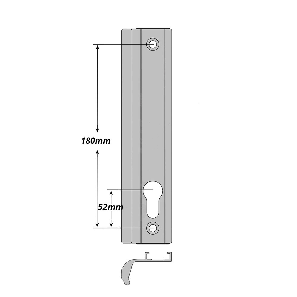 Fullex Sliding Patio Door Handle 180mm Fixing Centres White sizes