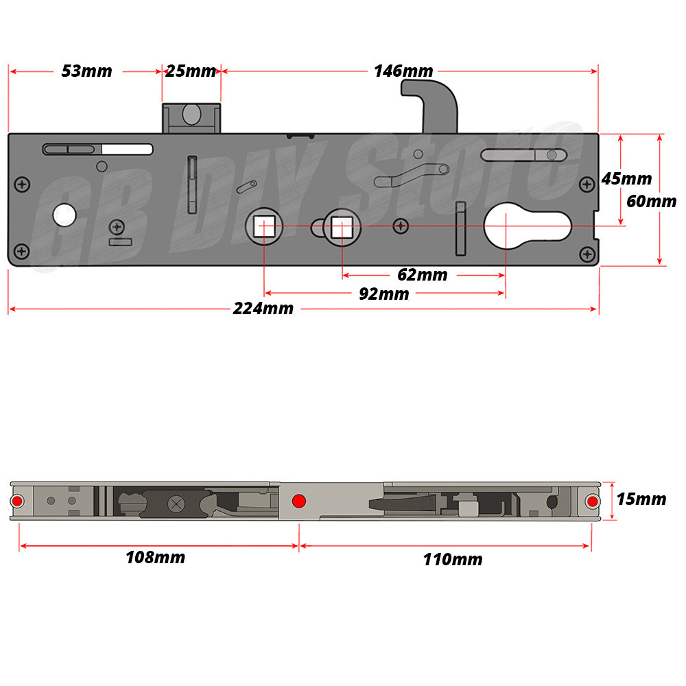 Kenrick Excalibur Double Spindle Door Lock Gearbox