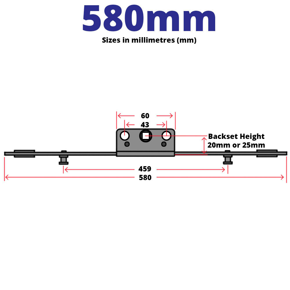 Maco Offset Espag UPVC and Timber Window Lock Mechanism Rod