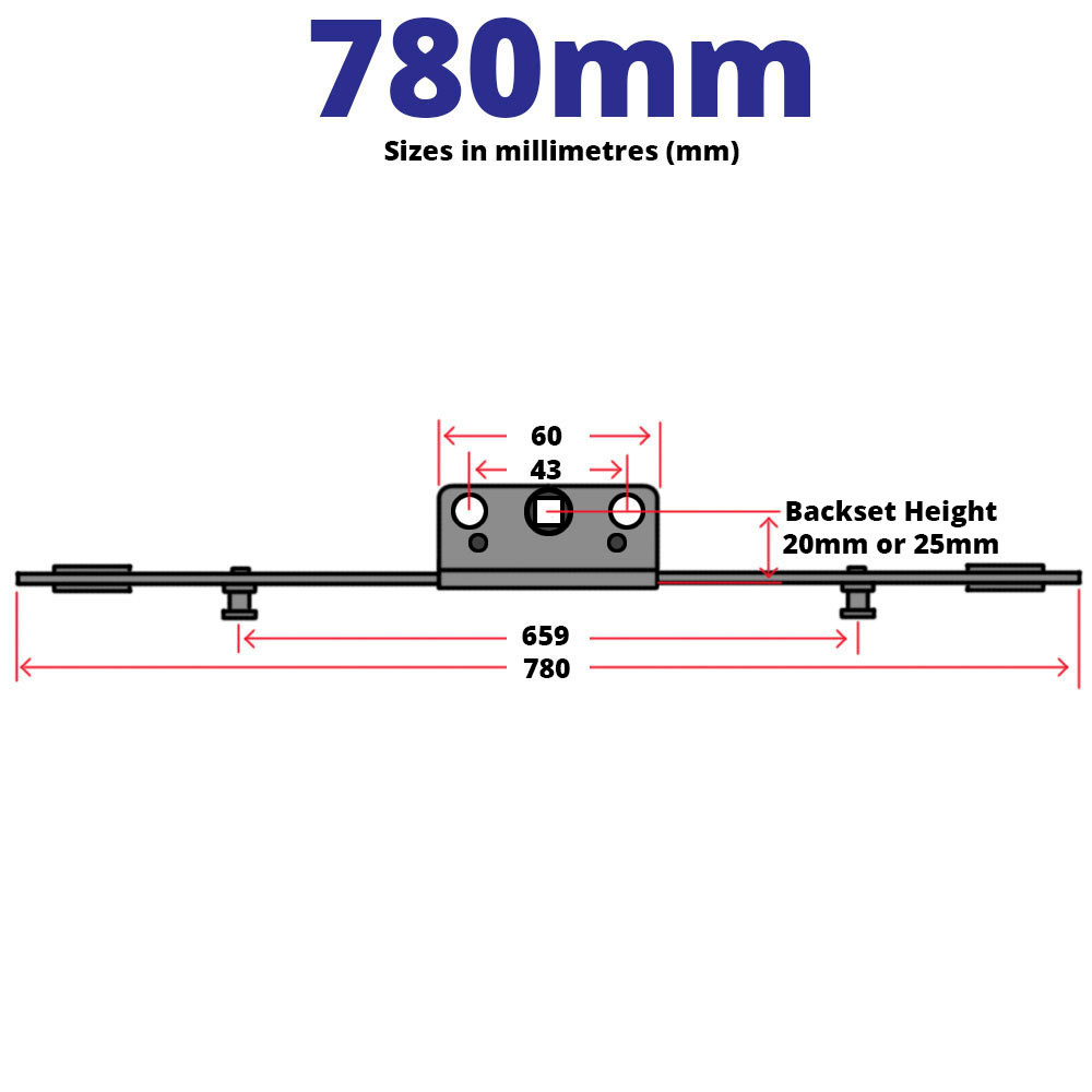 Maco Offset Espag UPVC and Timber Window Lock Mechanism Rod