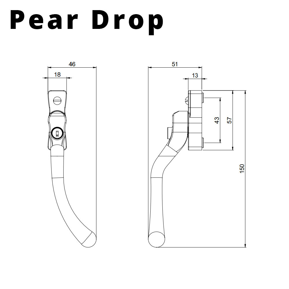 mila heritage upvc window handle pear drop measurements
