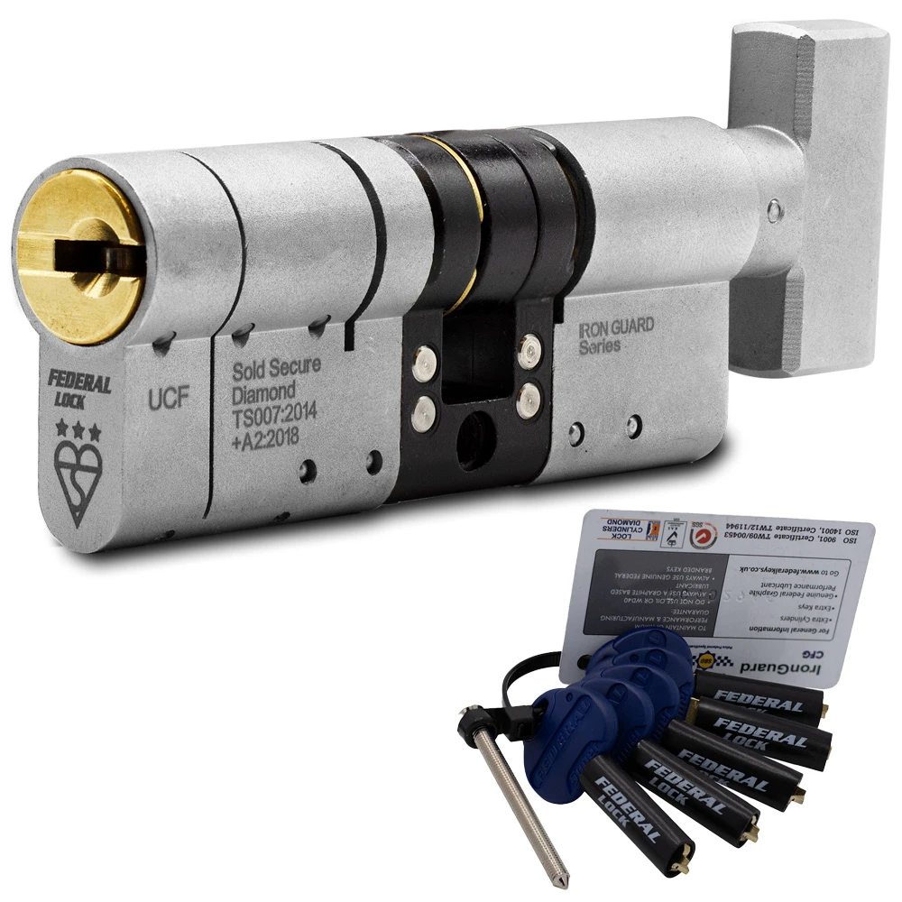 Federal 3 Star TS007 Euro Cylinder Thumb Turn Sold Secure Diamond Door Lock 5 Keys 