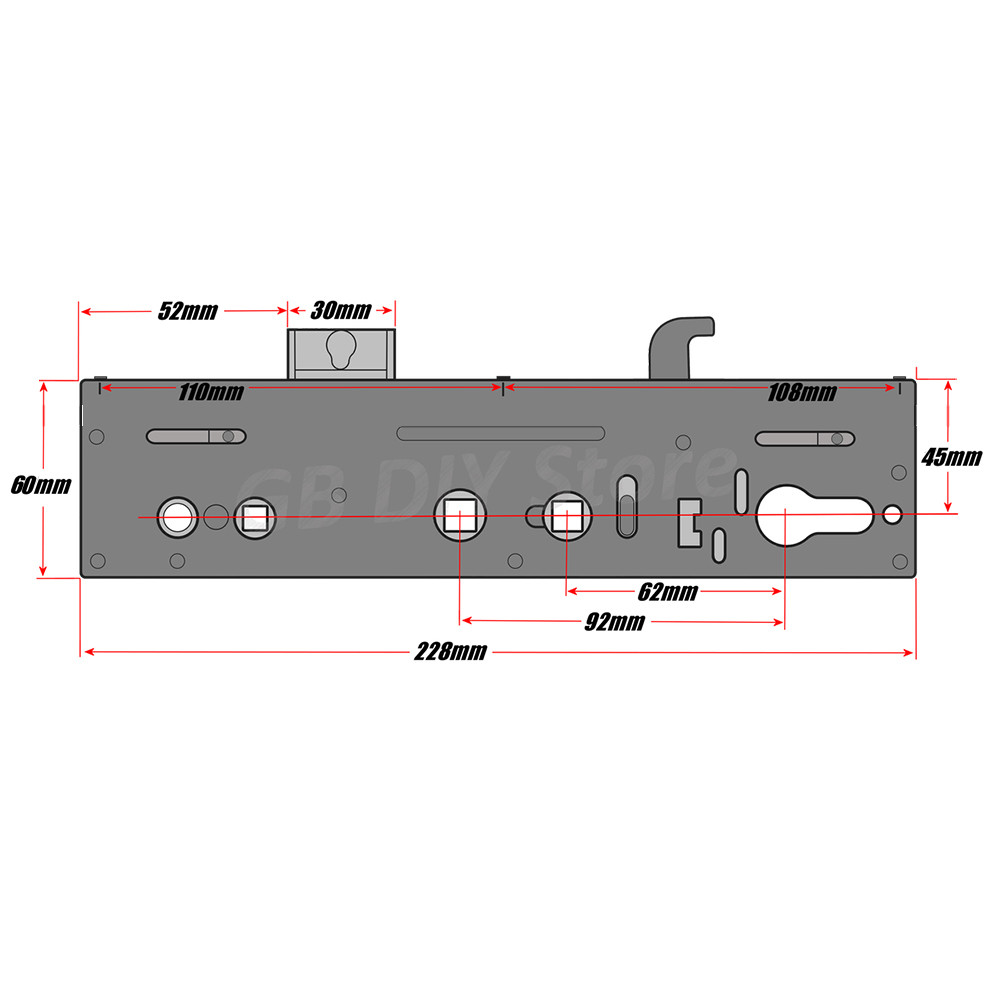 yale lockmaster 45mm double spindle measurements