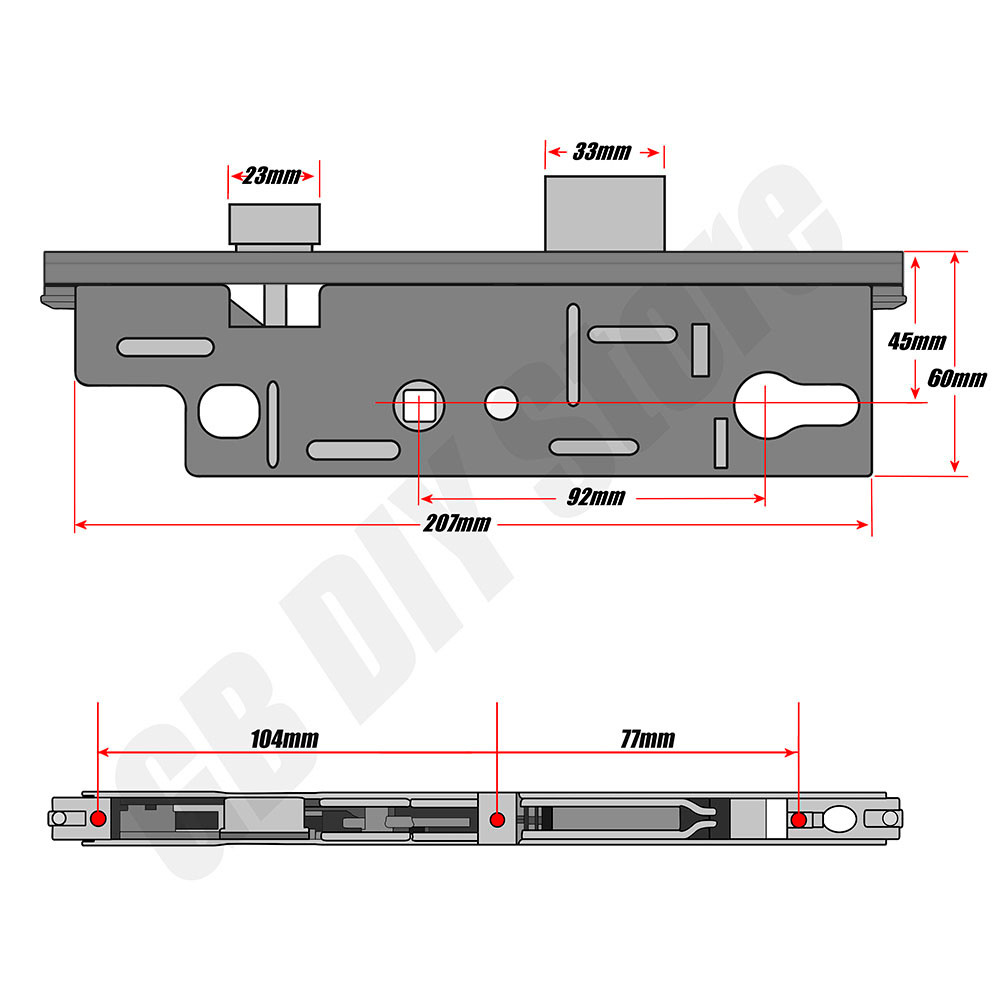 gu old style 45mm backset gearbox technical