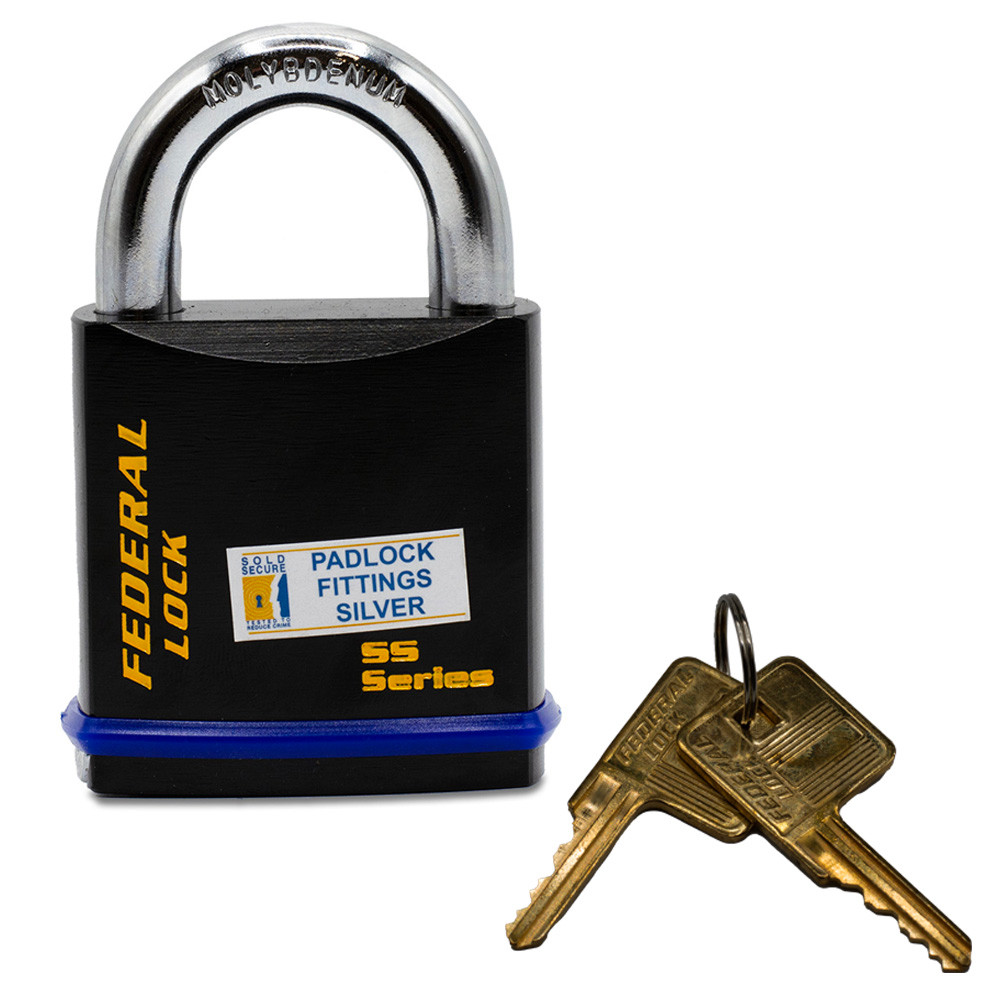 Federal Lock 730 Solid Steel Padlock - Sold Secure Silver CEN4