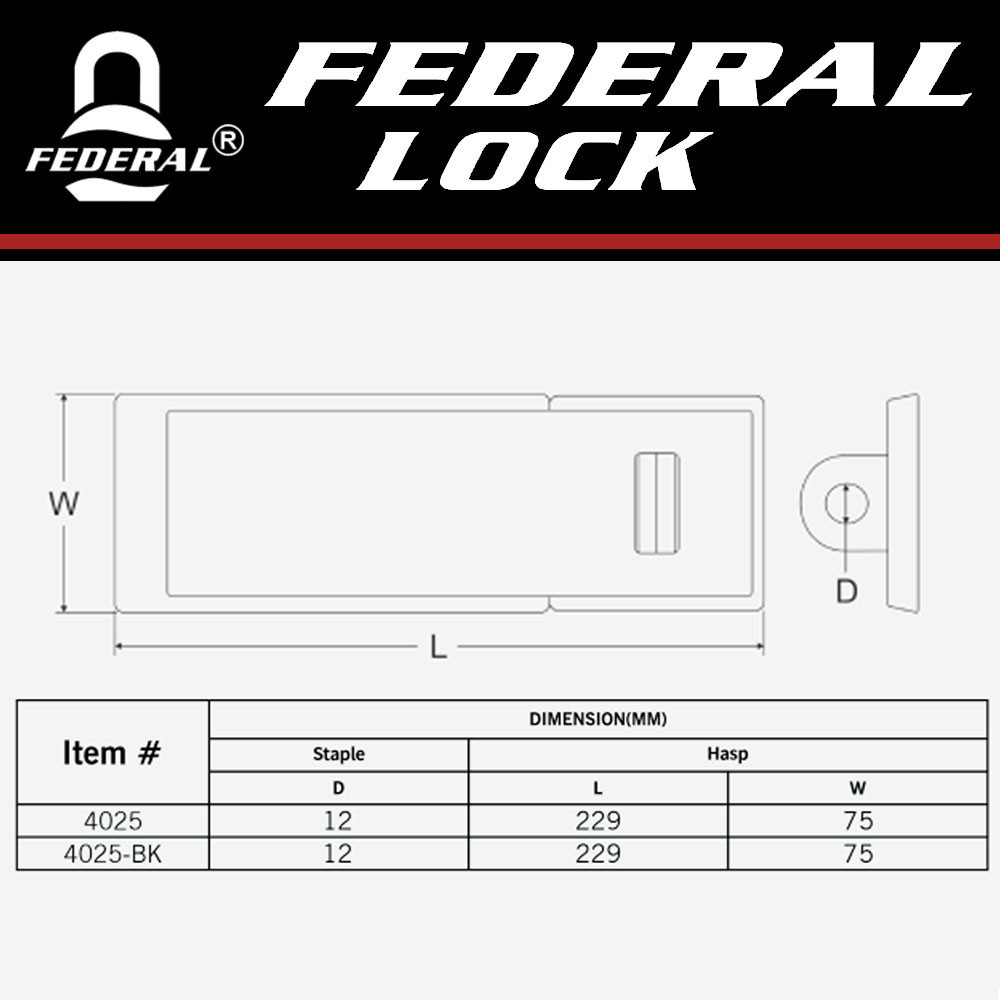 Federal Lock 4025 Hasp & Staple - Sold Secure Silver