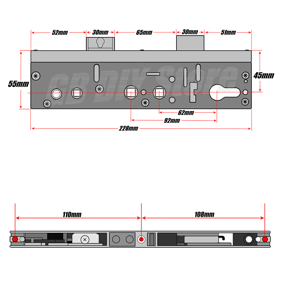 Lockmaster Single Spindle 45mm Backset Replacement Door Lock Gearbox Centre Case