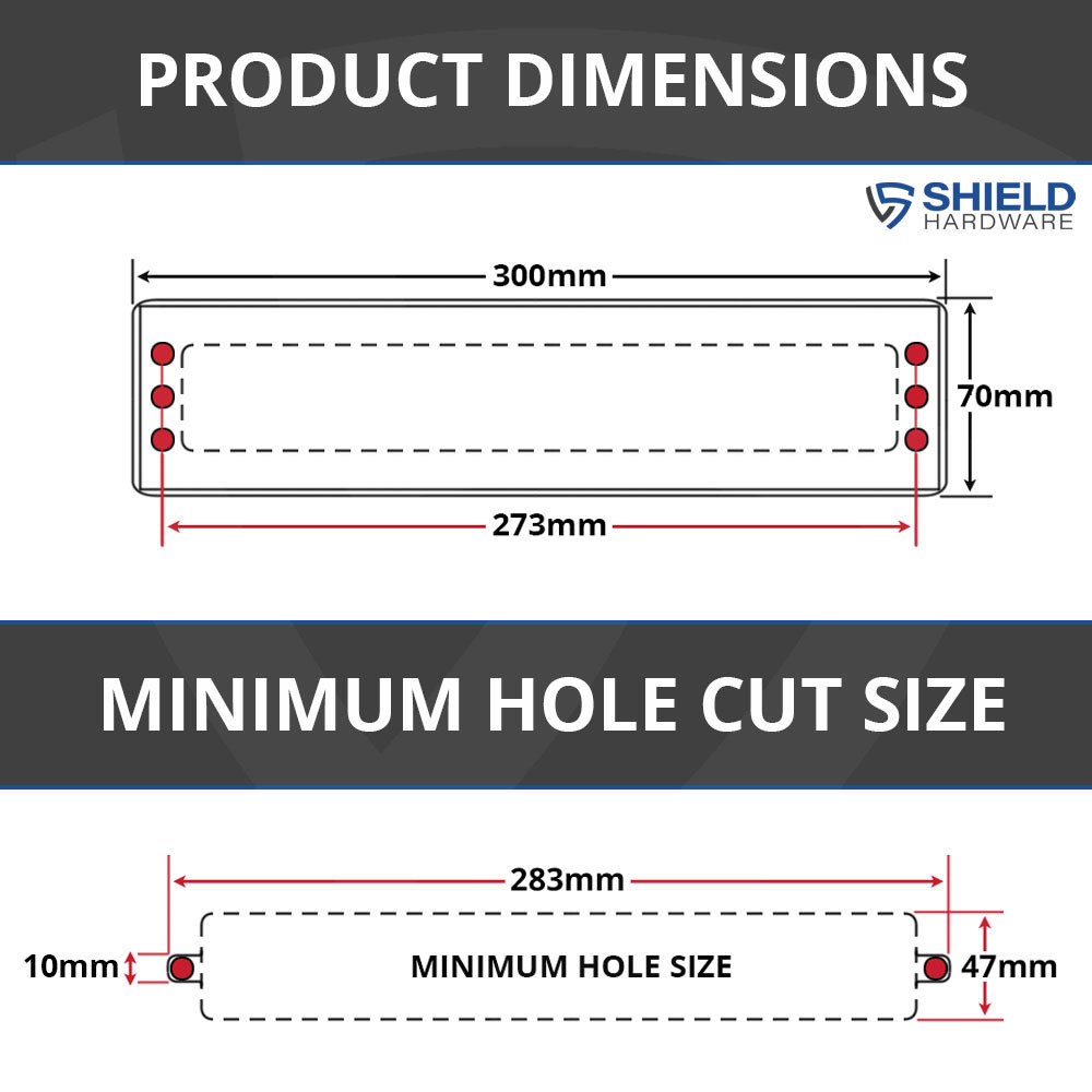 SHIELD HARDWARE PREMIUM UPVC LETTERBOX CUT SIZE