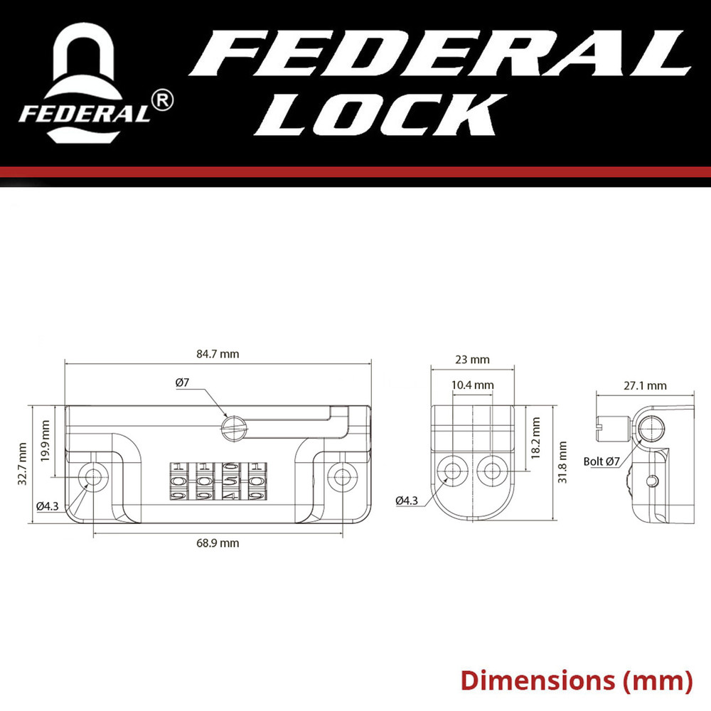 4 Digit Combination Bolt Lock 33mm - Premium Security