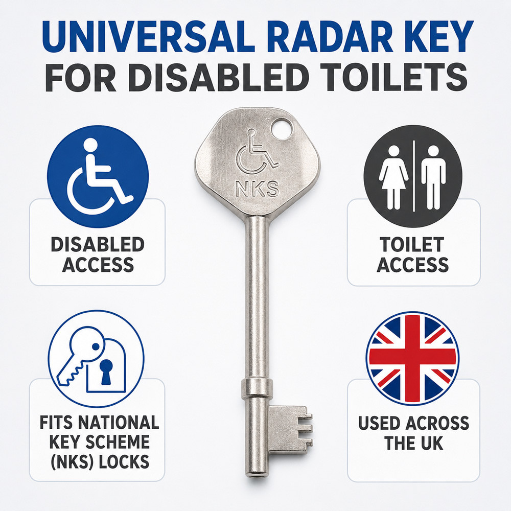 NKS Disabled Toilet RADAR Lock & Handle Set with Key
