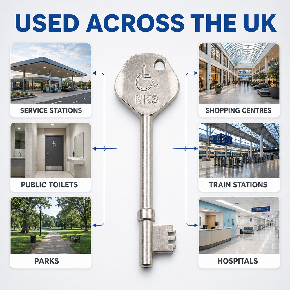 NKS Disabled Toilet RADAR Lock & Handle Set with Key