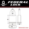 Federal Lock 730 Solid Steel Padlock - Sold Secure Silver CEN4