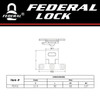 FEDERAL LOCK HASP AND STAPLE 701 E COATED BODY DIMENSIONS