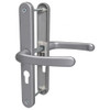 Silver TSS sprung uPVC door handle 48PZ with 215mm screw fixing centres