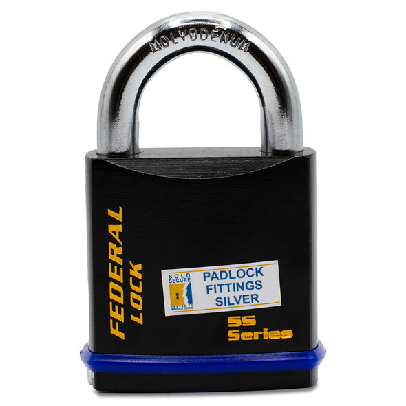 Federal Lock 730 Solid Steel Padlock - Sold Secure Silver CEN4