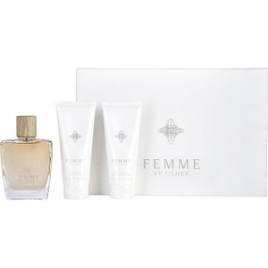 Usher Femme by USHER Eau De Parfum Spray 3.4 Oz & Body Lotion 3.4 Oz & Shower Gel 3.4 Oz for Women Usher Femme by USHER Eau De Parfum Spray 3.4 Oz & Body Lotion 3.4 Oz & Shower Gel 3.4 Oz for Women