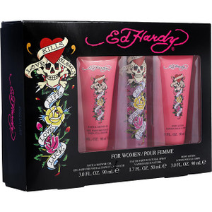 Ed Hardy by CHRISTIAN AUDIGIER Eau De Parfum Spray 1.7 Oz & Body Lotion 3 Oz & Shower Gel 3 Oz for Women Ed Hardy by CHRISTIAN AUDIGIER Eau De Parfum Spray 1.7 Oz & Body Lotion 3 Oz & Shower Gel 3 Oz for Women