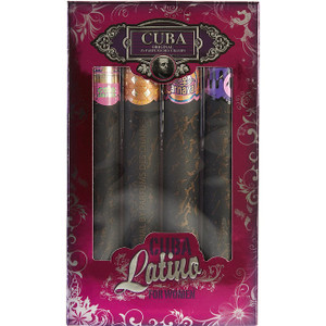 Cuba Latino Variety by CUBA 4 Piece Mini Variety With Cuba Copacabana & Carnaval & Cactus & Maya & All Are Eau De Parfum Spray 1.17 Oz for Women Cuba Latino Variety by CUBA 4 Piece Mini Variety With Cuba Copacabana & Carnaval & Cactus & Maya & All Are Eau De Parfum Spray 1.17 Oz for Women
