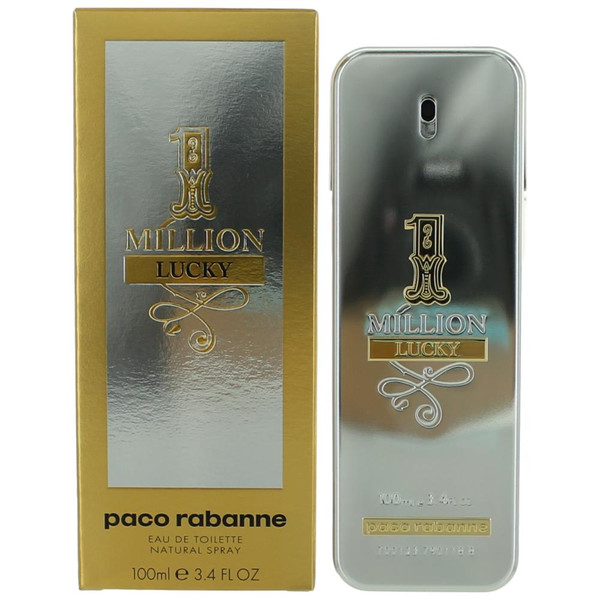 1 Million Lucky by Paco Rabanne, 3.4 oz Eau De Toilette Spray for Men