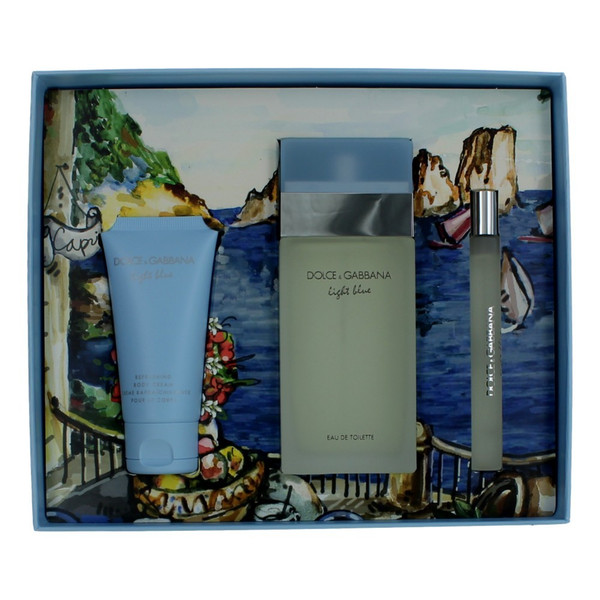 Light Blue by Dolce & Gabbana, 3 Piece Gift Set with Travel Spray for Women