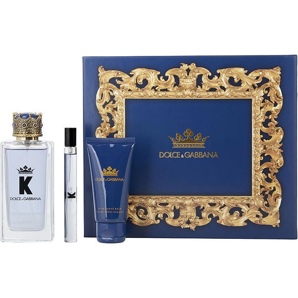 Dolce & Gabbana K by DOLCE & GABBANA Edt Spray 3.3 Oz & Aftershave Balm 1.7 Oz & Edt Spray 0.34 Oz Mini for Men