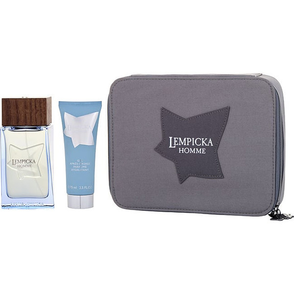Lolita Lempicka Homme by LOLITA LEMPICKA Edt Spray 3.4 Oz & Aftershave Gel 2.5 Oz & Toiletry Bag for Men