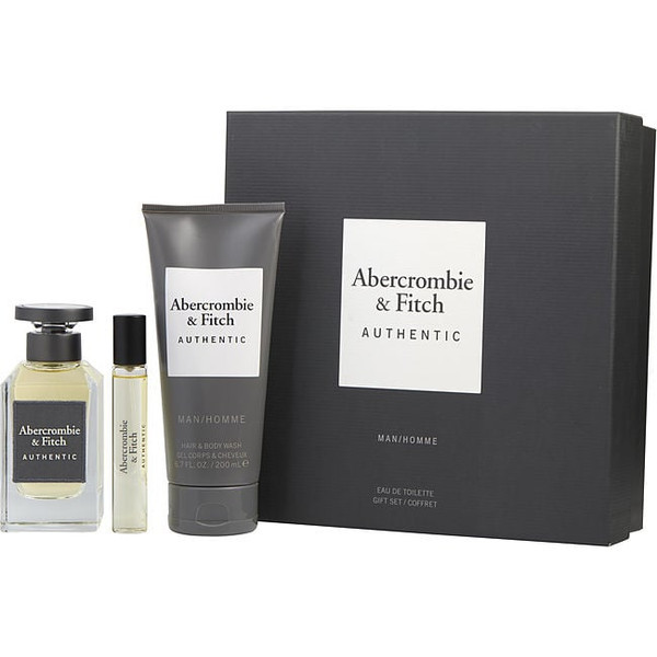 Abercrombie & Fitch Authentic by ABERCROMBIE & FITCH Edt Spray 3.4 Oz & Body Wash 6.7 Oz & Edt 0.5 Oz Mini for Men