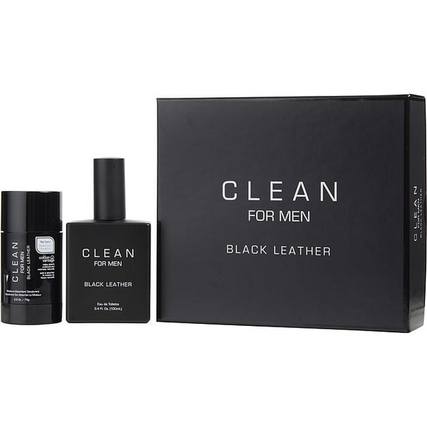 Clean Black Leather by DLISH Edt Spray 3.4 Oz & Deodorant Stick 2.6 Oz for Men