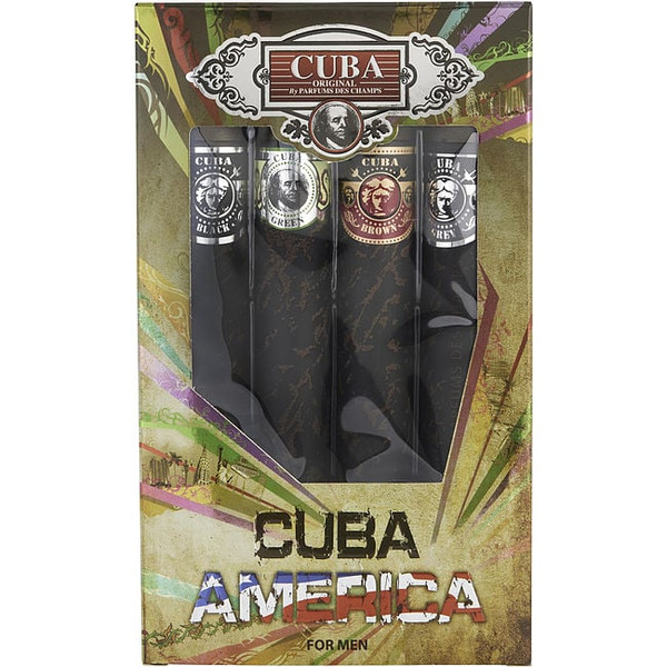 Cuba Variety by CUBA 4 Piece Variety With Cuba Black, Brown, Green, & Grey & All Are Edt Spray 1.17 Oz for Men