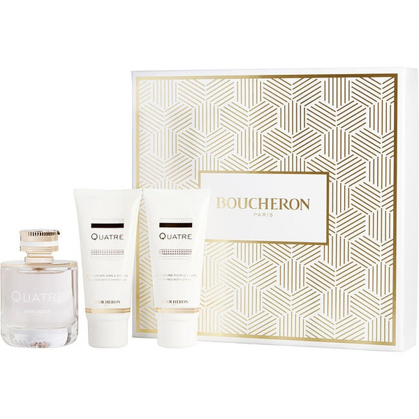 Boucheron Quatre by BOUCHERON Eau De Parfum Spray 3.3 Oz & Body Lotion 3.3 Oz & Shower Gel 3.3 Oz for Women