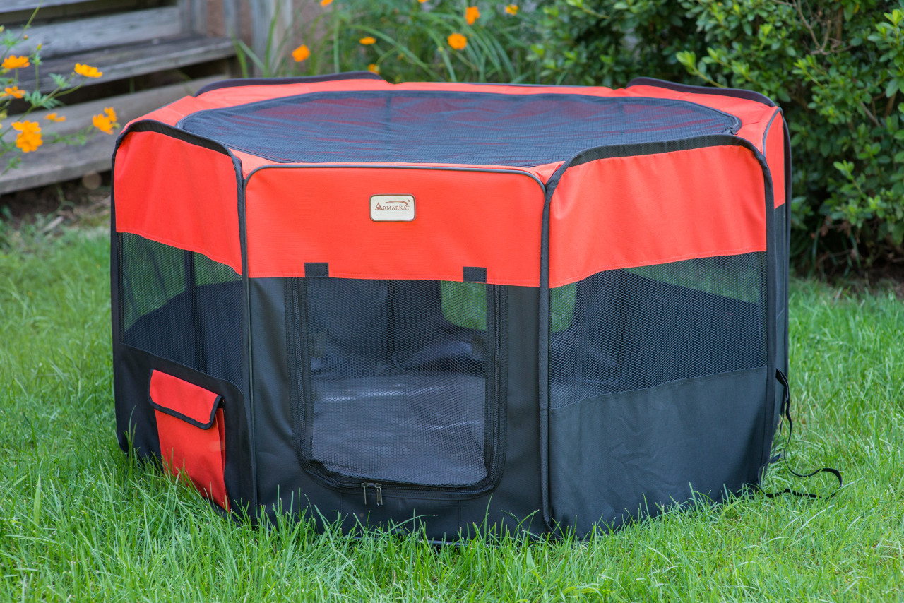 Armarkat Portable Playpen PP002R-XL Black and Red Combo