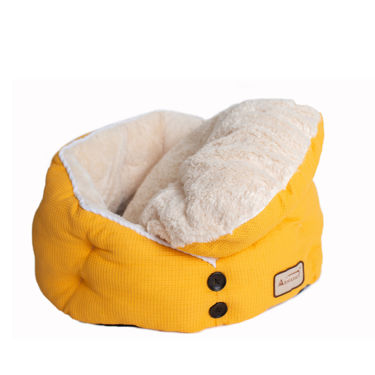 Armarkat Cat Bed Model C75HMB/MH Gold Waffle and White