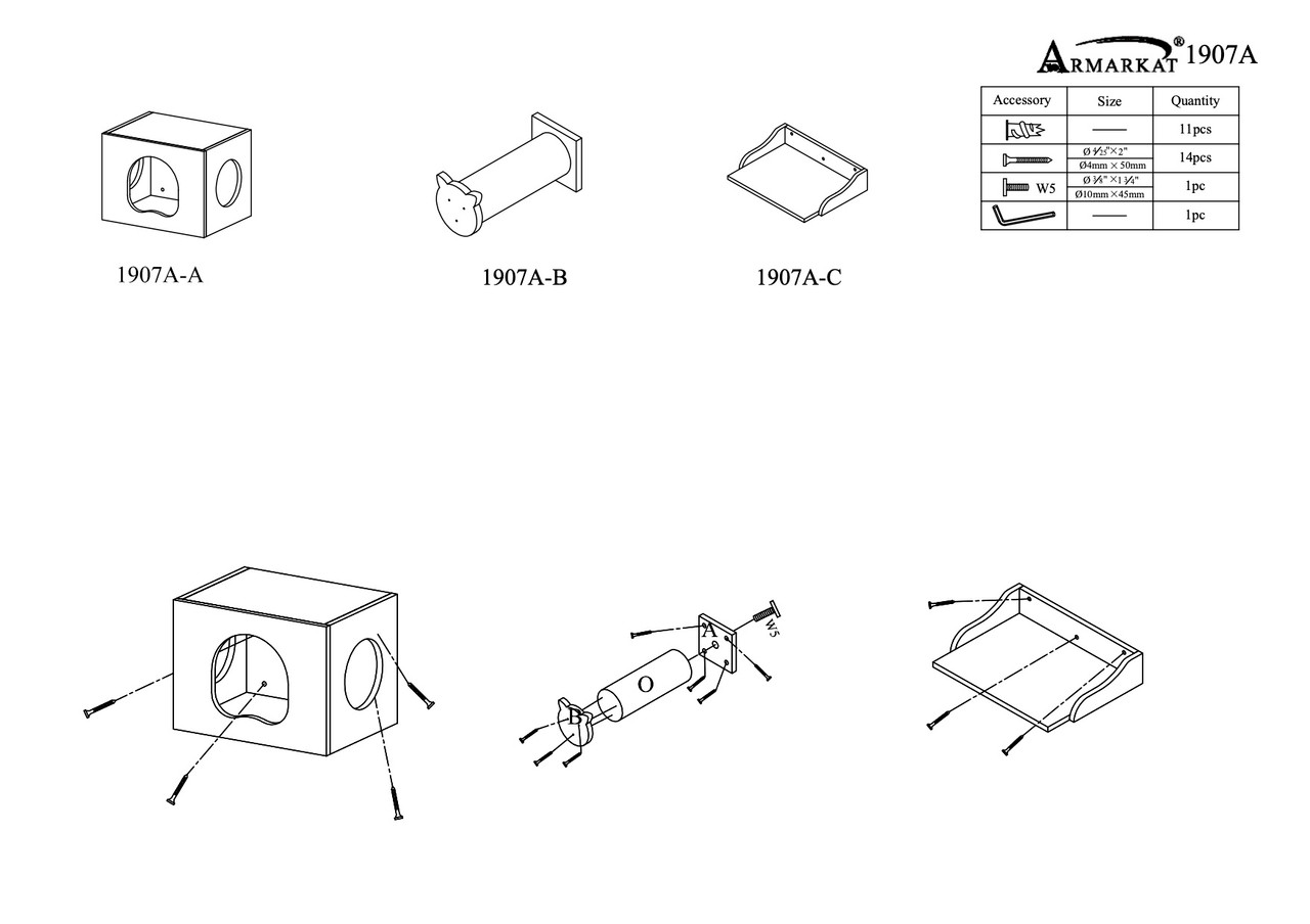 Armarkat Classic Cat Tree W1907A Replacement Parts