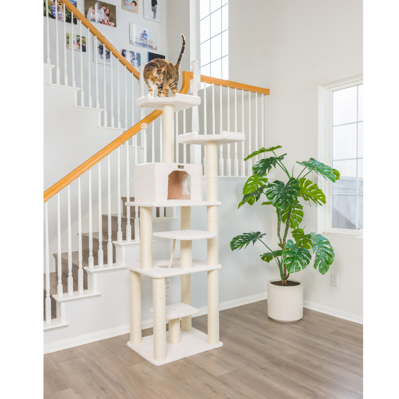 Armarkat B7801 Classic Real Wood Cat Tree, 78-Inch, Ivory