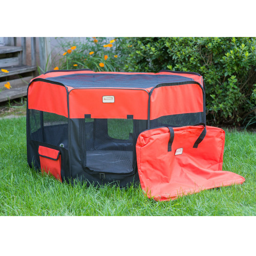 Armarkat Portable Playpen PP002R-Medium Black and Red Combo