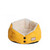 Bolster Cat Bed — Gold Waffle & White with Button Detail