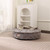 Large Cat Bed, 25.6 Inch Round Washable Pet Bed with Thick Cushion & Removable Cover - Gray-Blue Plush for Medium Dogs and Cats