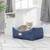 Bolster Cat Bed — Navy & Sky Blue, Waterproof Lining