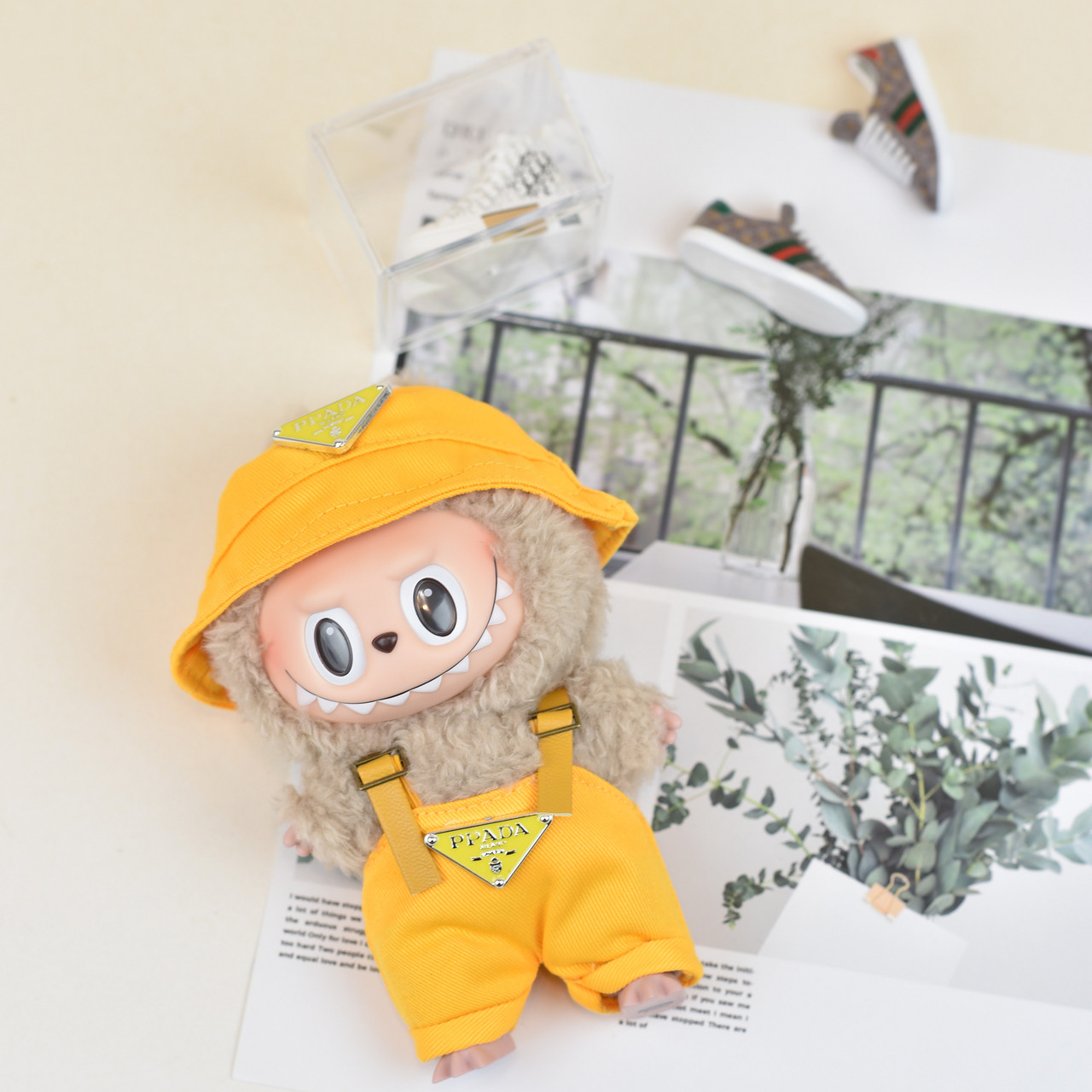 Handcrafted Prada Style Overall with Hat | Labubu Clothes | Labubu