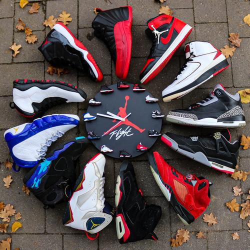 Handcrafted AJ 3D Sneaker Clock with 1-12 Mini Sneakers