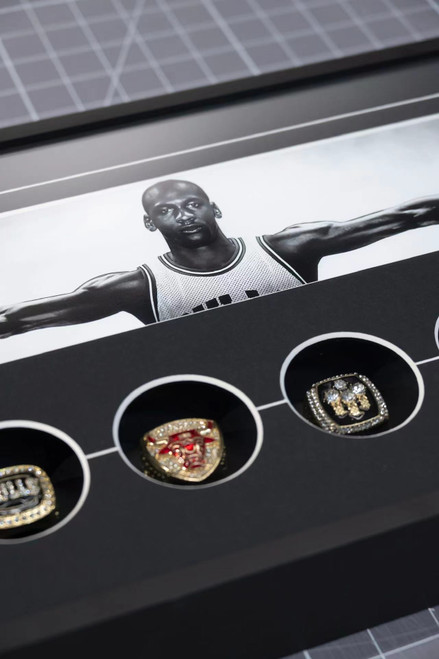 Michael Jordan Framed Poster Wall Art Décor with 6 Replica Rings ...