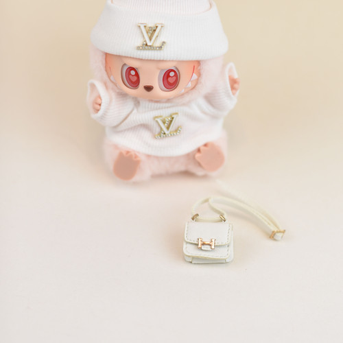 Labubu Mini Hermes Handbag | White