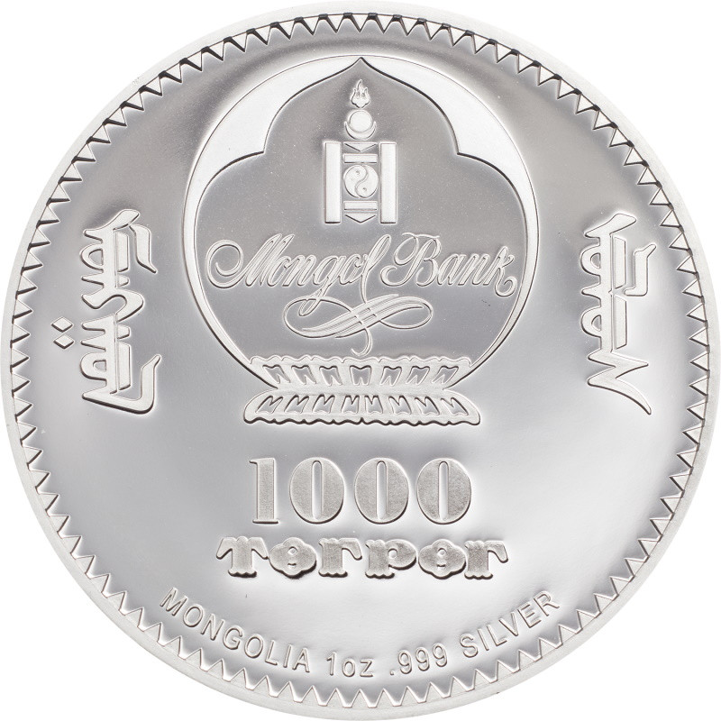 MAHATMA GANDHI 1 Oz Silver Proof Coin 1000 Togrog Mongolia